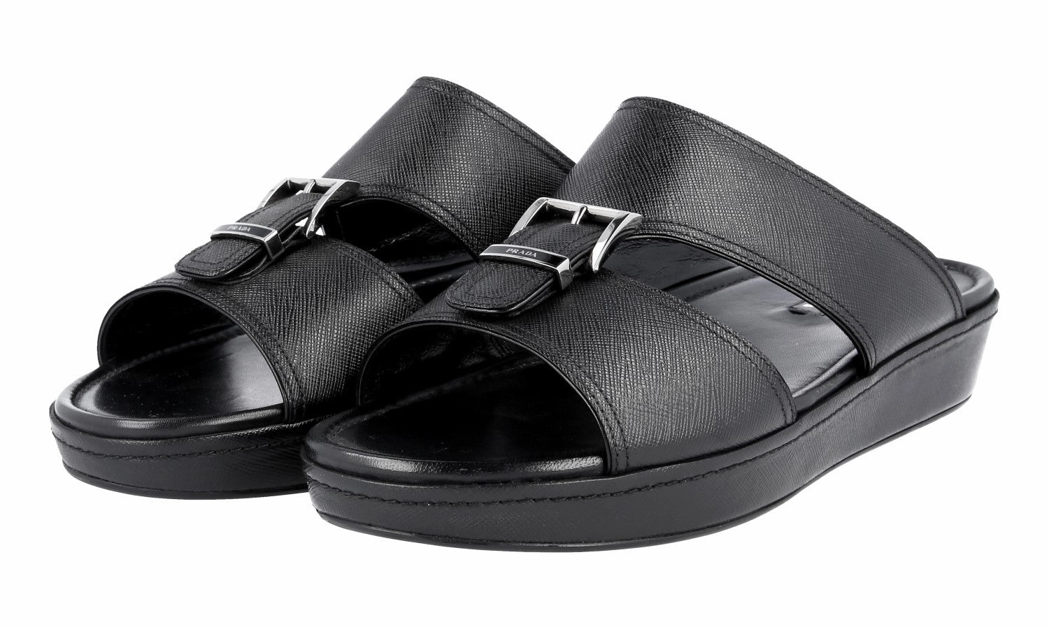 Indigo Rd Sandals Prada Men's Black Saffiano Leather Sandals 2X2938