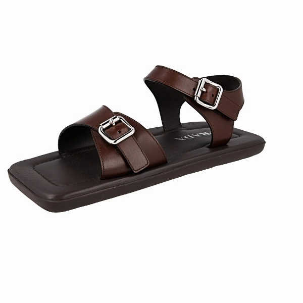 Sandals Vegan Prada Men's Brown Leather Sandals 2X3071