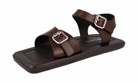 Prada Men's Brown Leather Sandals 2X3071 Sandals Regency Latoc