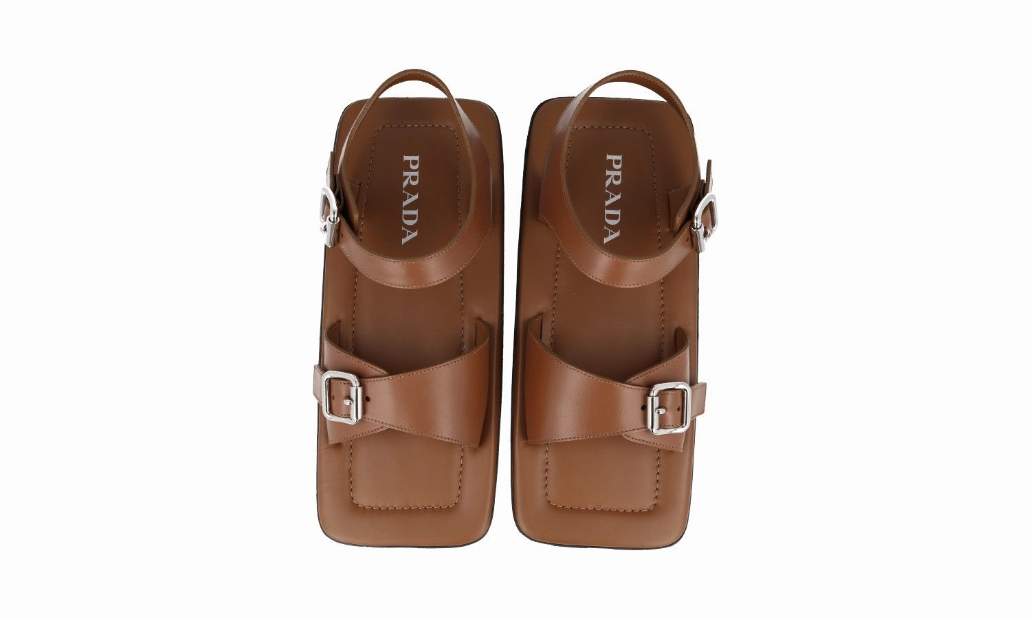 Prada Men's Brown Leather Sandals 2X3071 Sun And Stone Sandals