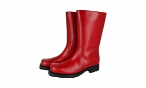 Prada Men's Red Leather Boots 2UG004 Flat And Boots