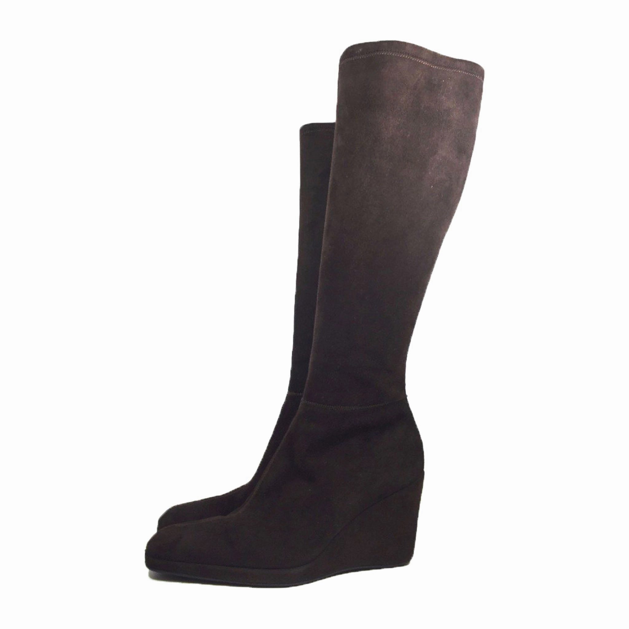 PRADA Sport Brown Suede Knee High Boots w/ Wedge Heels Size 7.5 Classic Knee High Boot