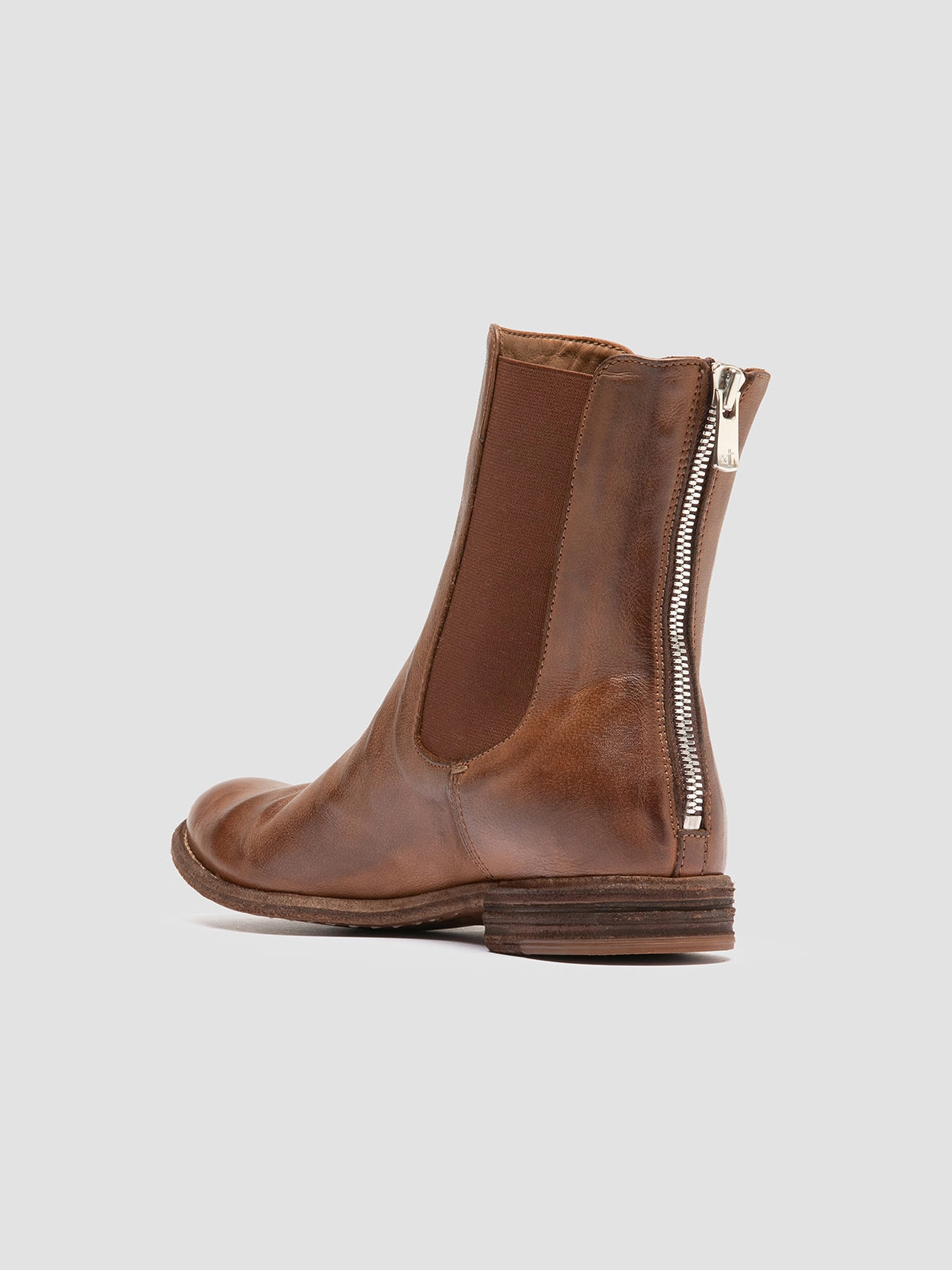 LEXIKON 551 - Light Brown Leather Zipped Boots Chelsea Boots Store