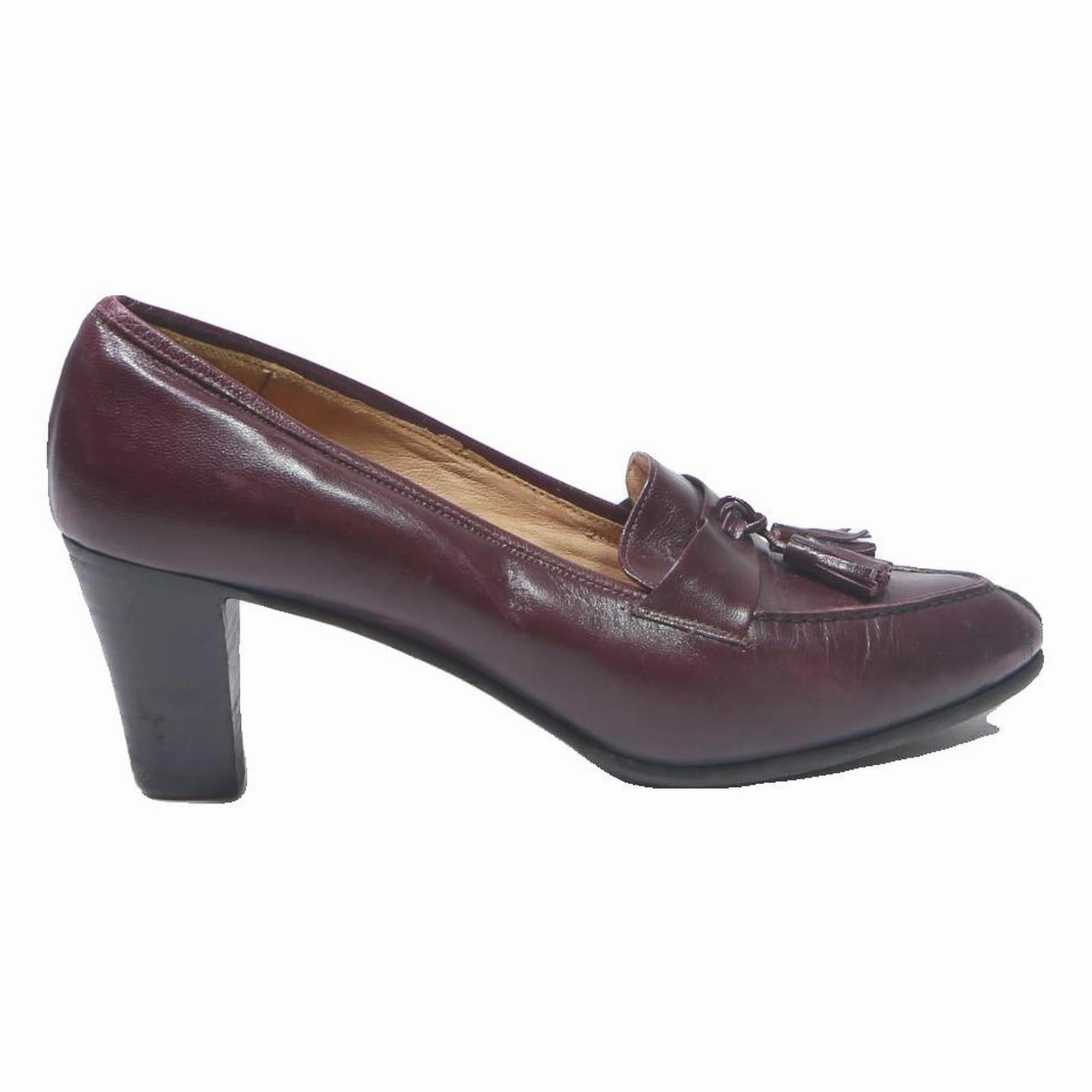 PREZIOSA Womens Burgundy Leather Tassel Loafers UK 4 Classic Smart Shoes Peter Milar Loafers