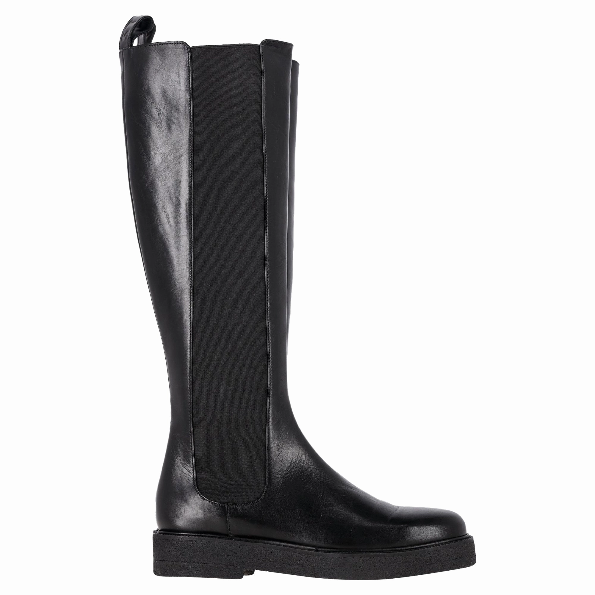 Staud Palamino Chelsea Knee-High Boots in Black Leather Boys Chelsea Boots