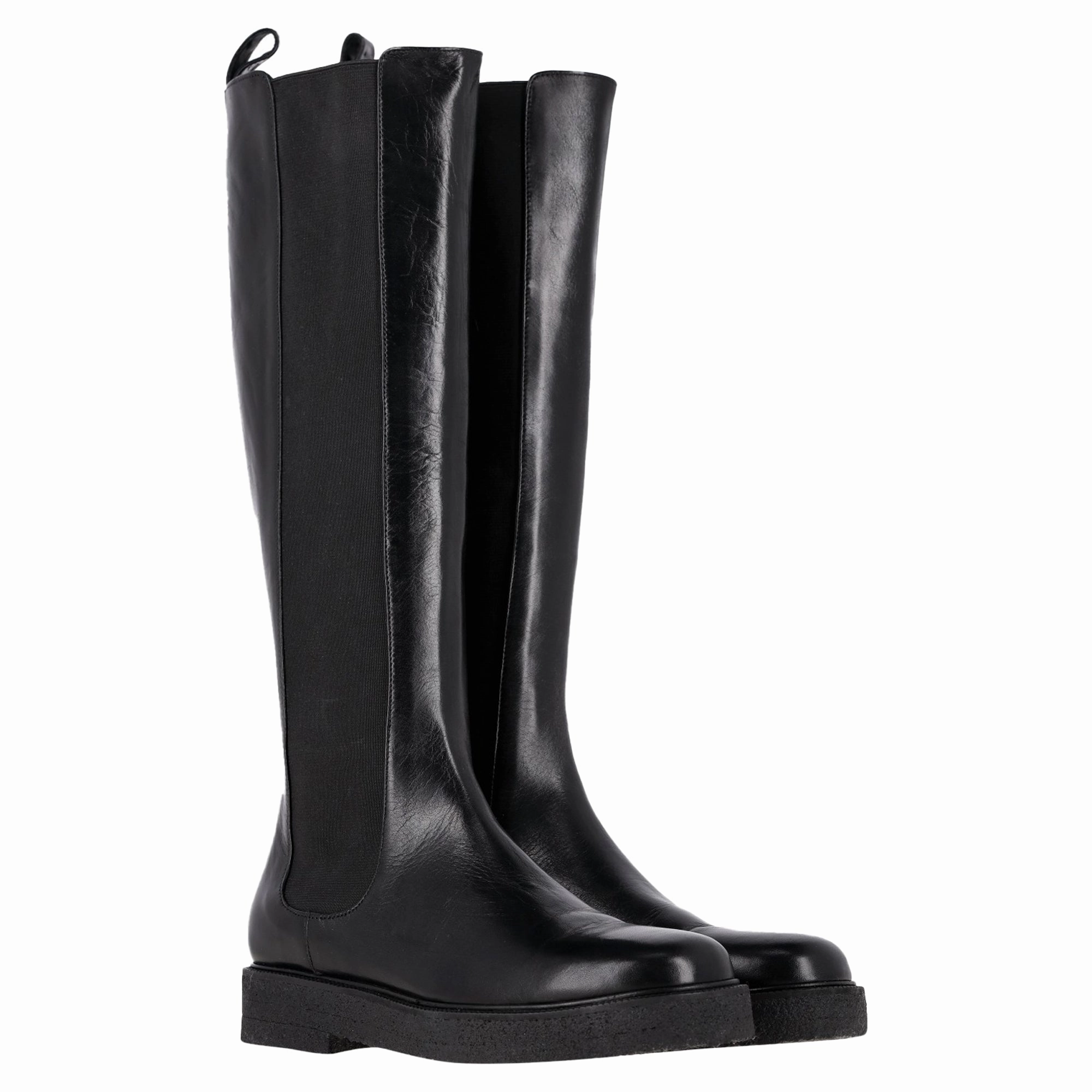 Staud Palamino Chelsea Knee-High Boots in Black Leather Alyson Wintergrip Chelsea Boots
