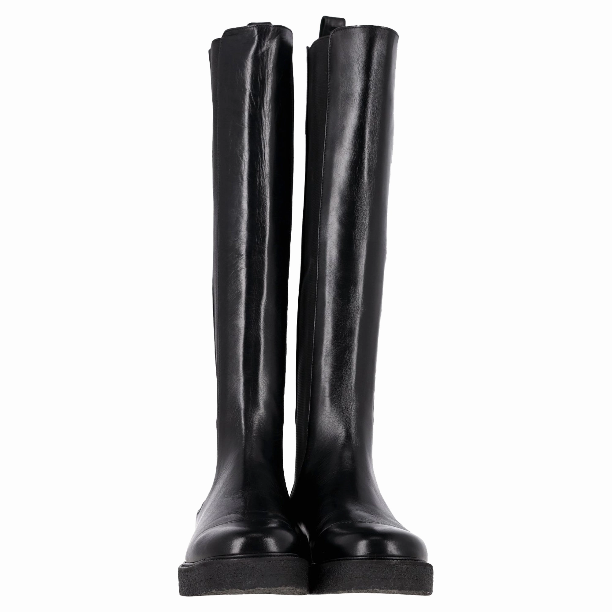 Chelsea Boots 2024 Trend Staud Palamino Chelsea Knee-High Boots in Black Leather