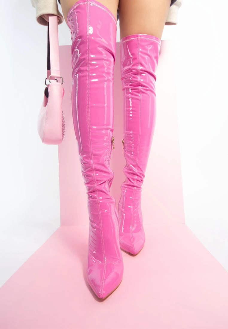 Low Heel Denim Boots riggle long patent pu high heel boots