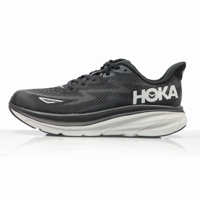 Running Shoes Without Shoelaces Hoka One One Clifton 9 Men's 2E Wide Fit Running Shoe - Black/White