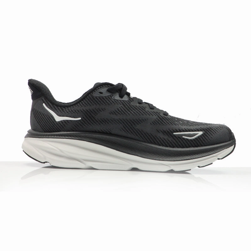 Hoka One One Clifton 9 Men's 2E Wide Fit Running Shoe - Black/White Running Shoes Discount