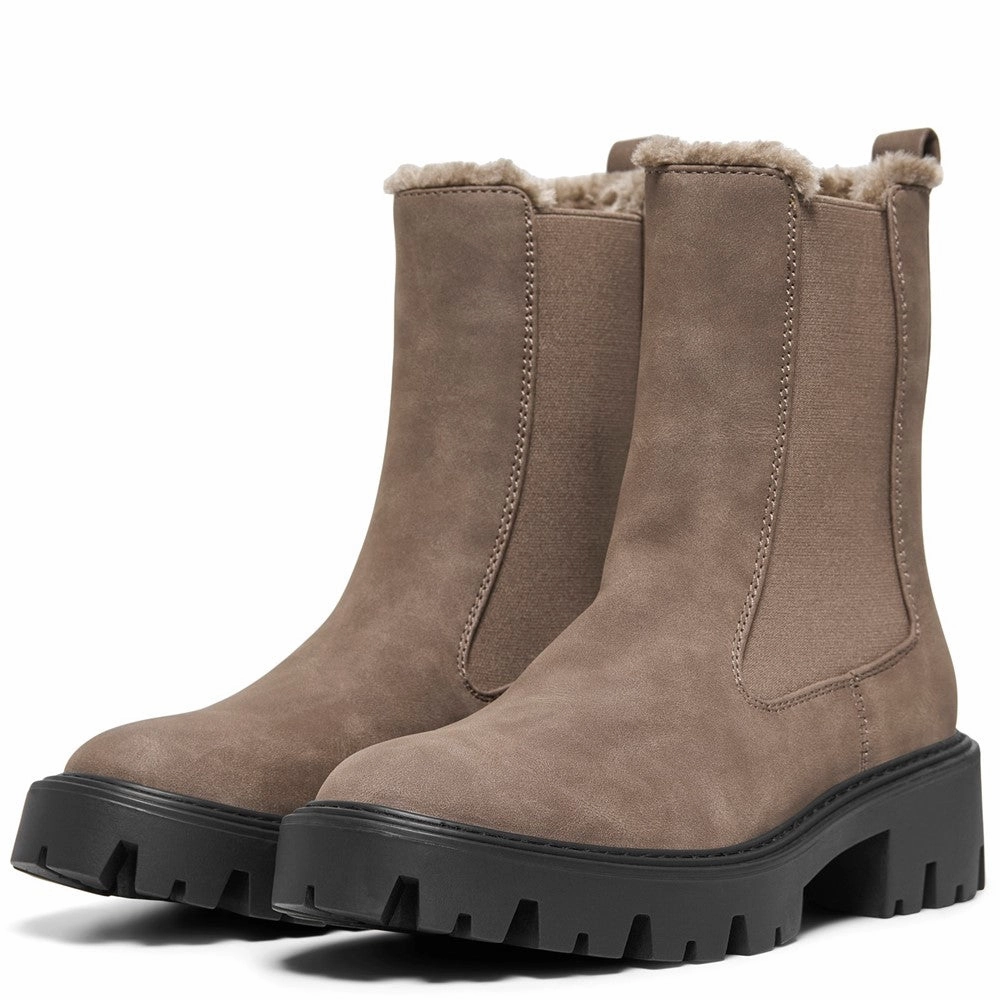 ONLY Betty-9 Warm Lined Boots 2976 Bex Squared Toe Leather Chelsea Boots