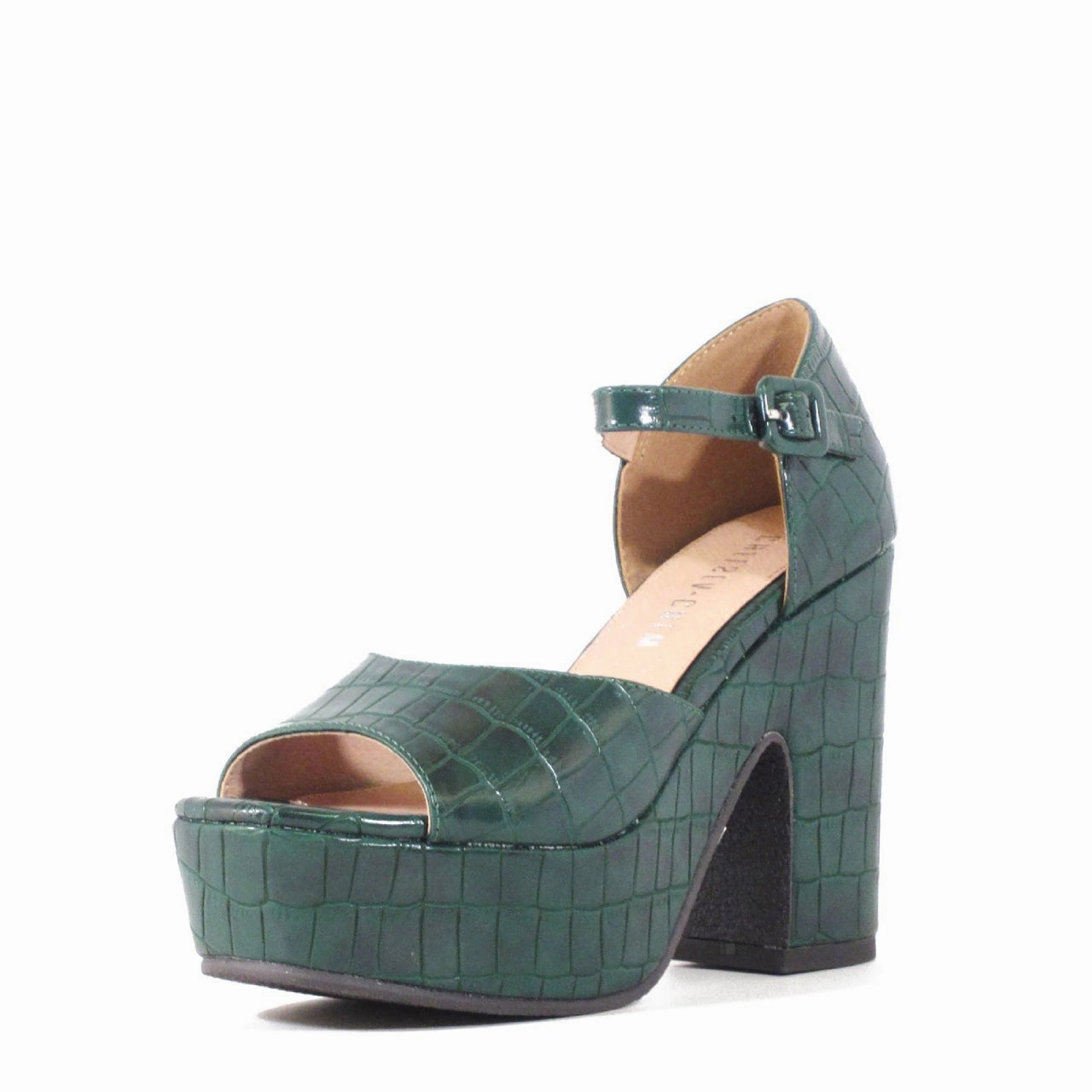 Ripped Jeans High Heels Quill Croco Platform Heels