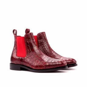 Staud Palamino Leather Chelsea Boots Red Alligator Chelsea Boots