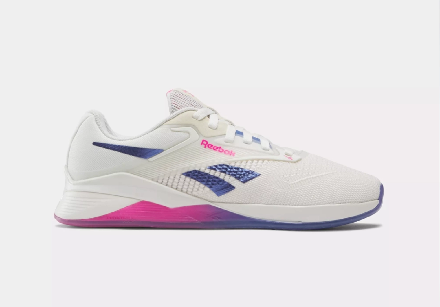 Cross Training Weightlifting Shoes Reebok Womens Nano x4 - Chalk / Step Purple / Laser Pink (100074188 170)