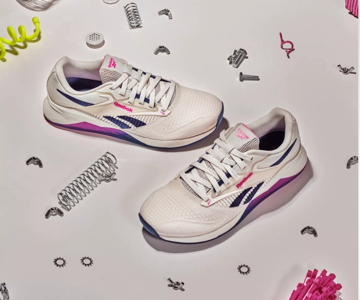 Reebok Womens Nano x4 - Chalk / Step Purple / Laser Pink (100074188 170) Foam Midsole Durability Training Shoes