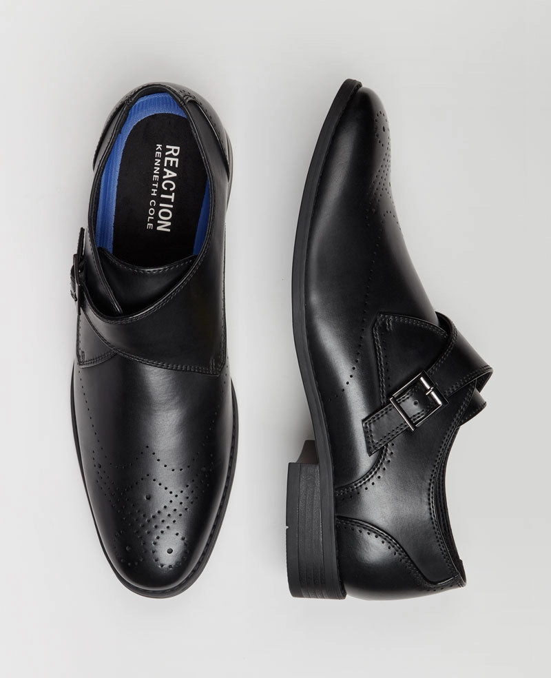 REACTION - Cheer Brogue Single Monk Strap Grained-leather And Cork Platform Brogues