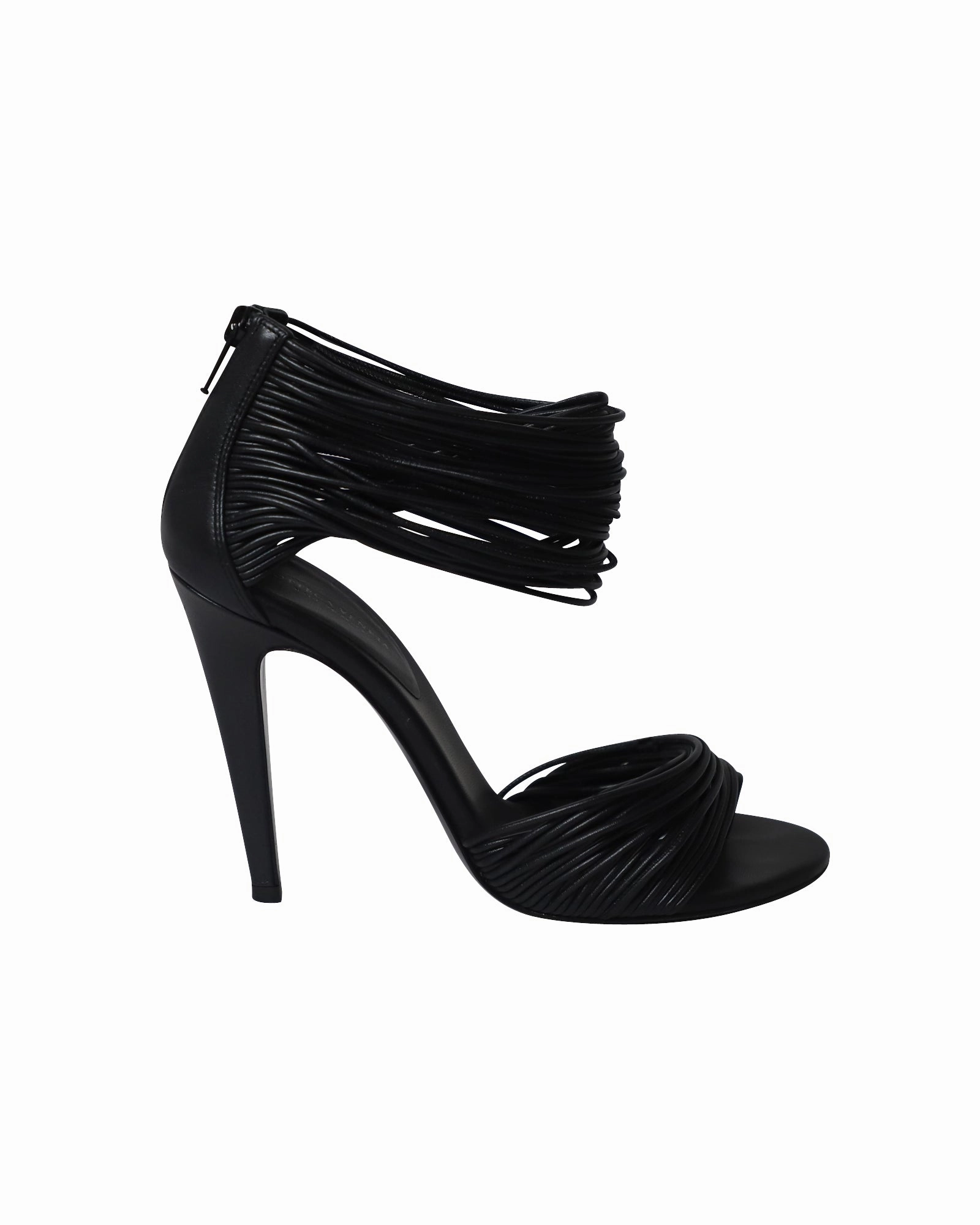 Bottega Veneta Strappy High Heel Sandals in Black Leather Granada Sandals