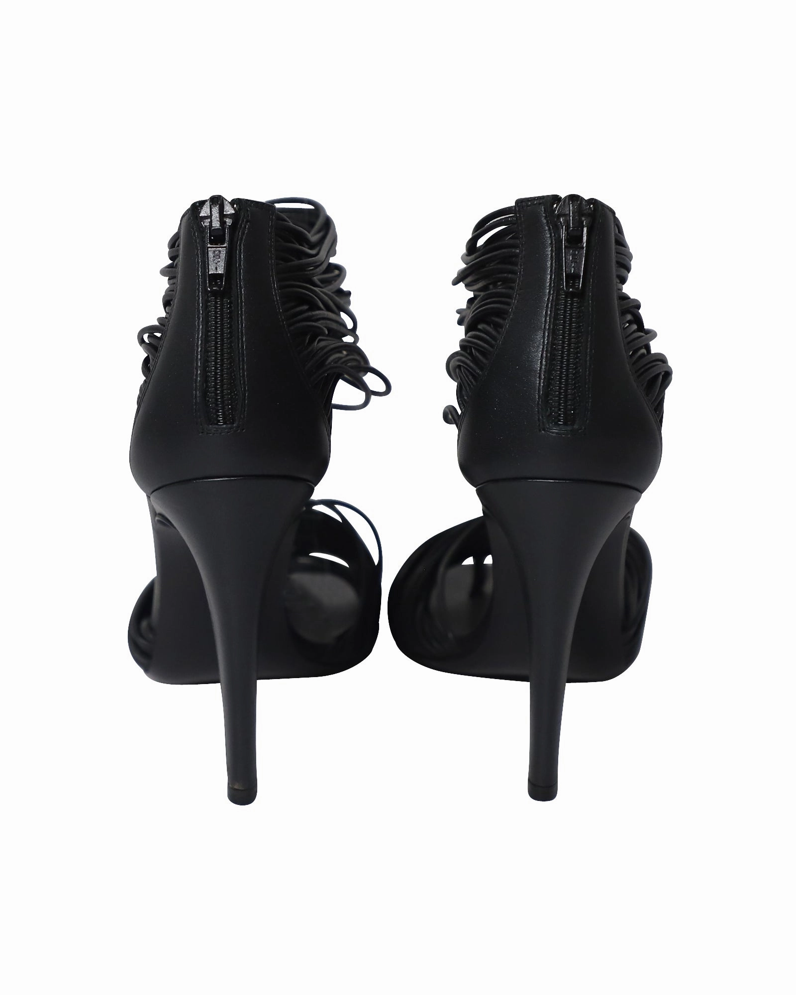 Bottega Veneta Strappy High Heel Sandals in Black Leather Sandals To Wear With Jeans