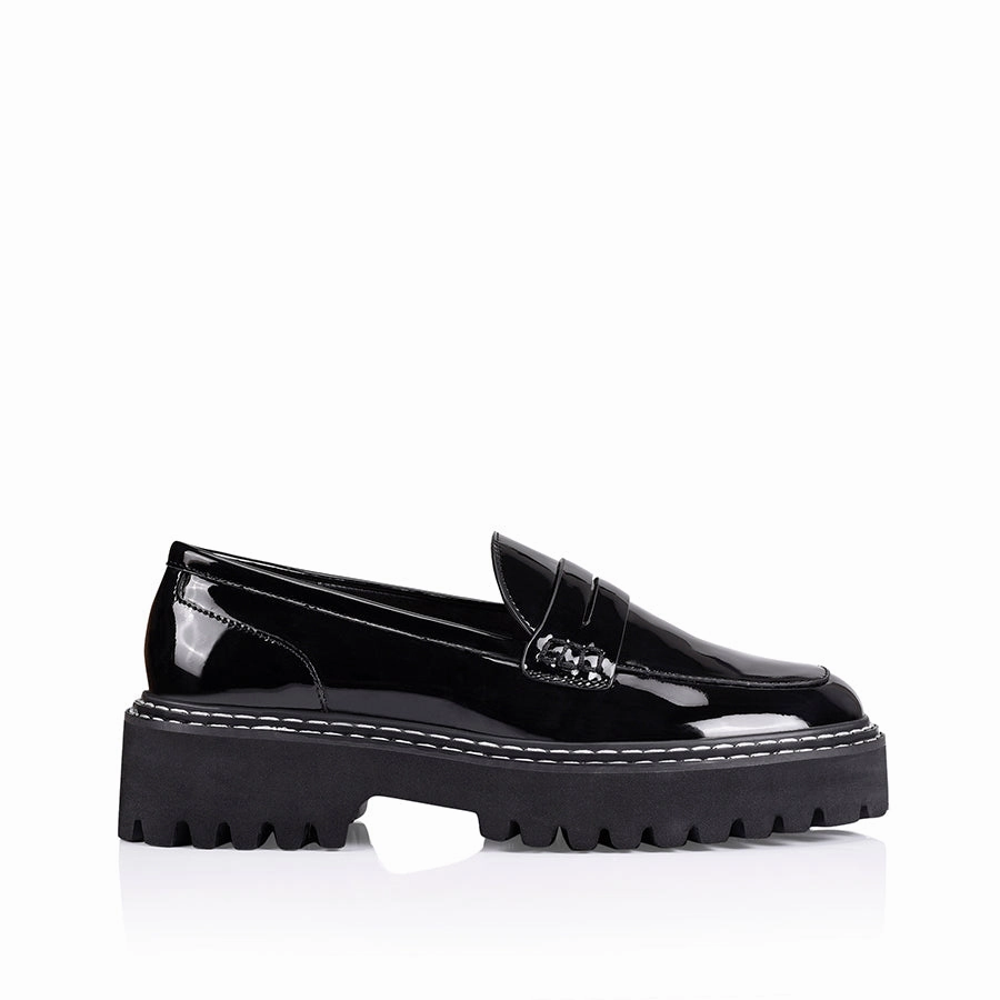 Buckshot Brogues Neo Chunky Loafers - Black Patent