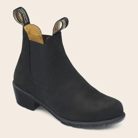 Chelsea Boots Gold Trim Blundstone 1960 Heeled Chelsea Boot in Black Nubuck