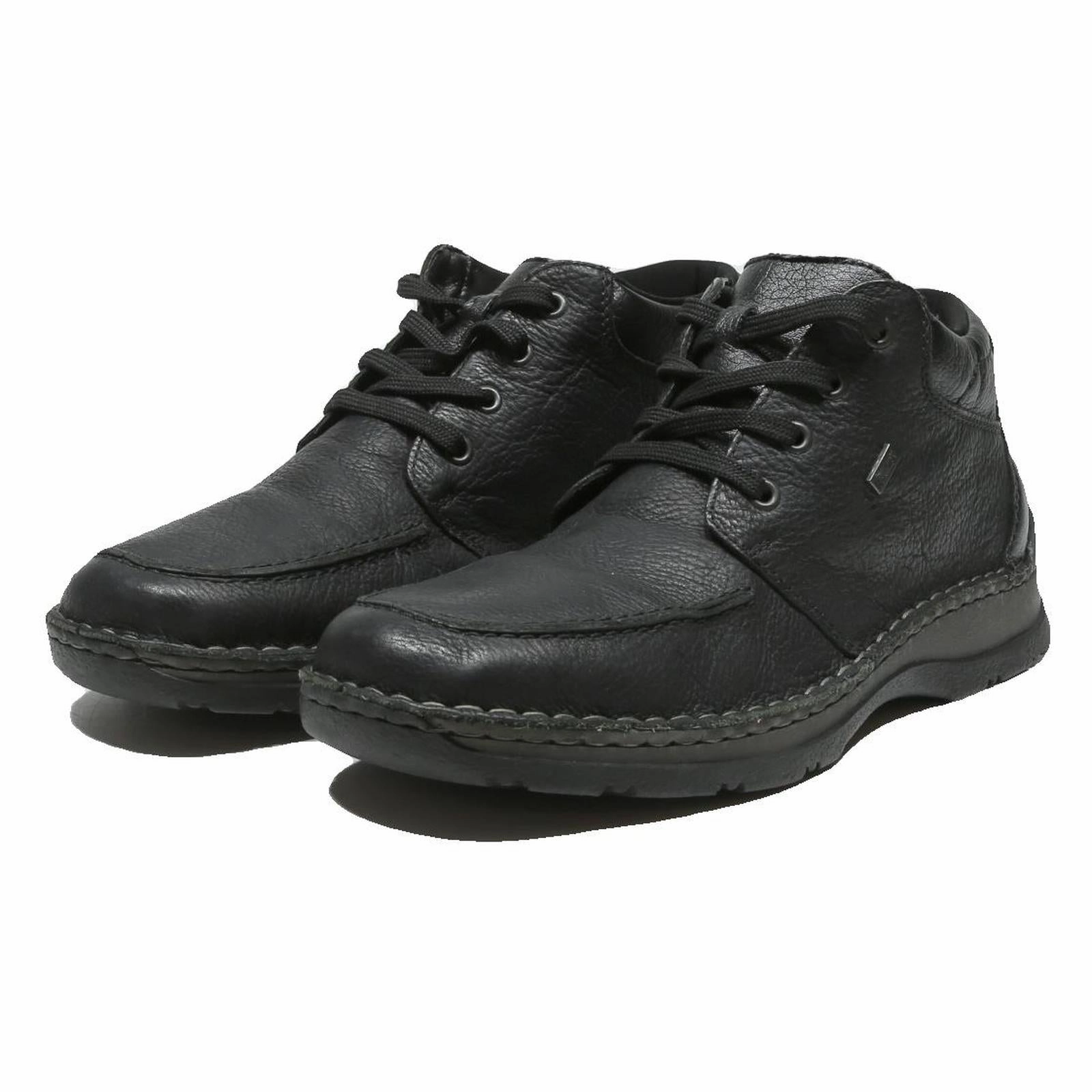RIEKER Mens Lace-Up Leather Ankle Boots Black UK 9 Comfort Casual Footwear Alaskan Boots