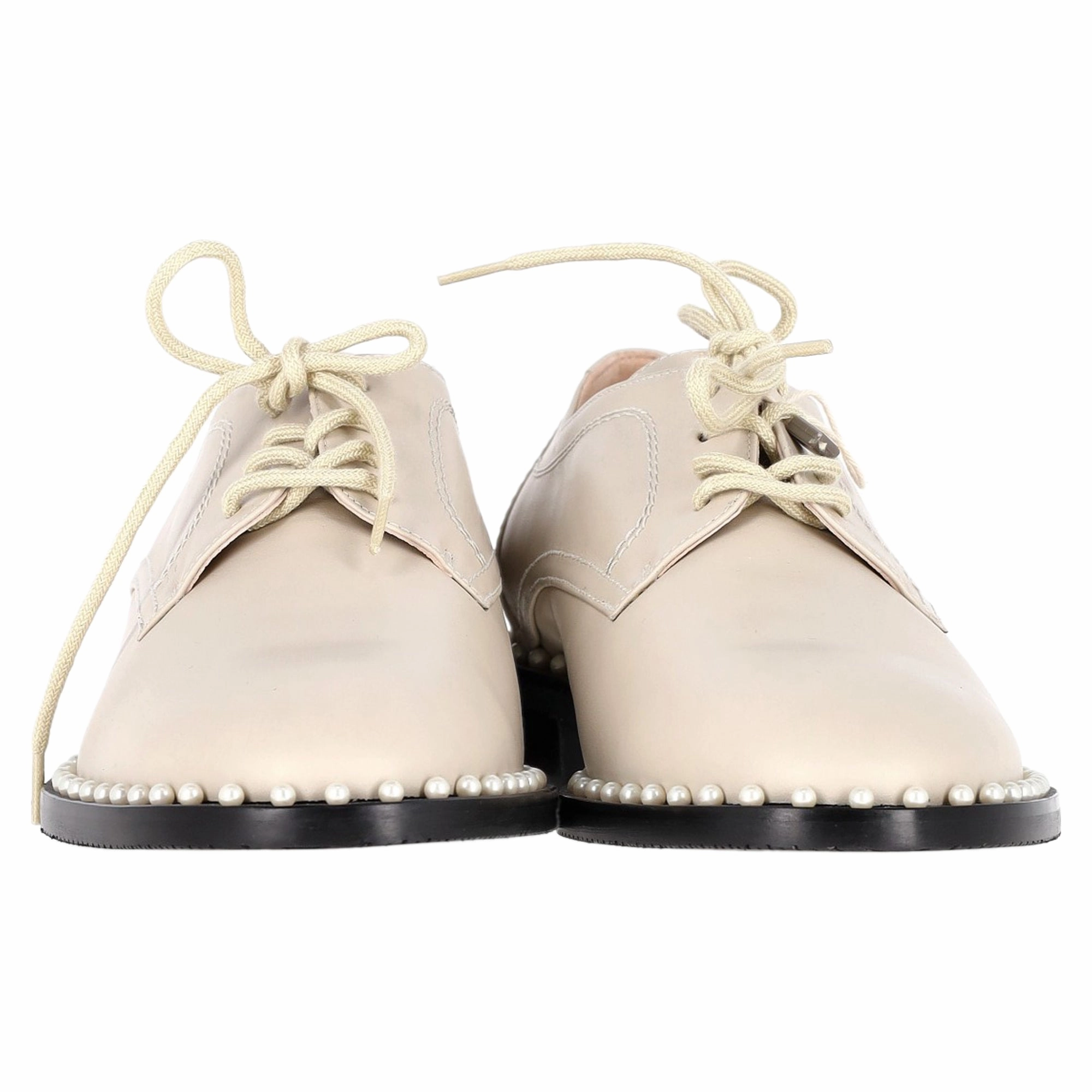 Peaky Blinder Brogues Stuart Weitzman Pearl Accent Brogues in Nude Leather