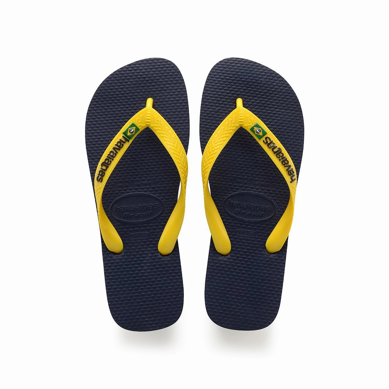 Flip Flops Dressy HAVAIANAS BRASIL LOGO - NAVY BLUE CITRUS YELLOW