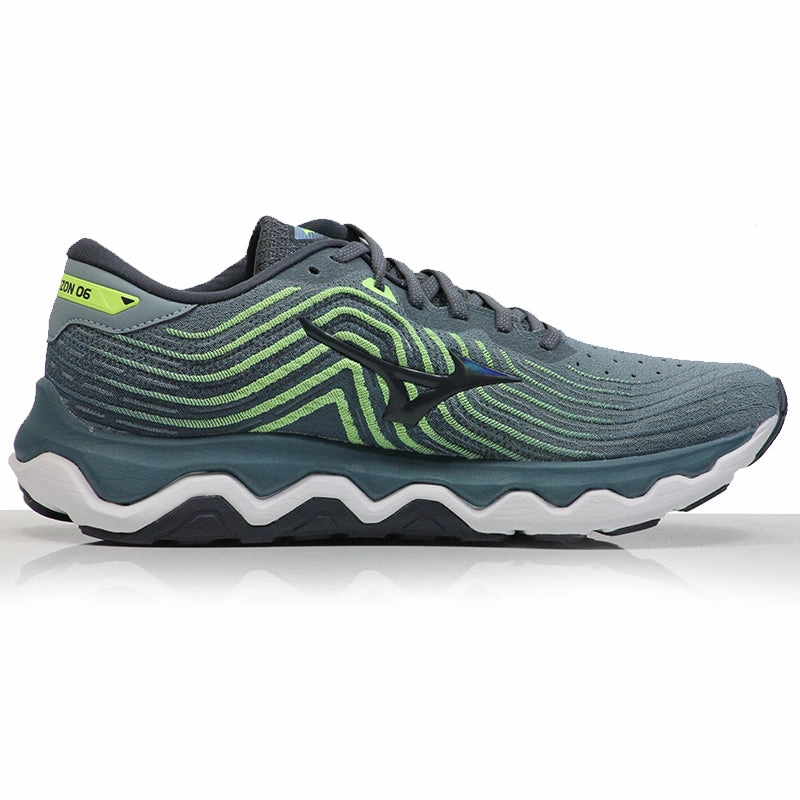 Mizuno Wave Horizon 6 Men's Running Shoe - Smoke Blue/Ebony/Neo Lime Trail Running Shoes Speedcross