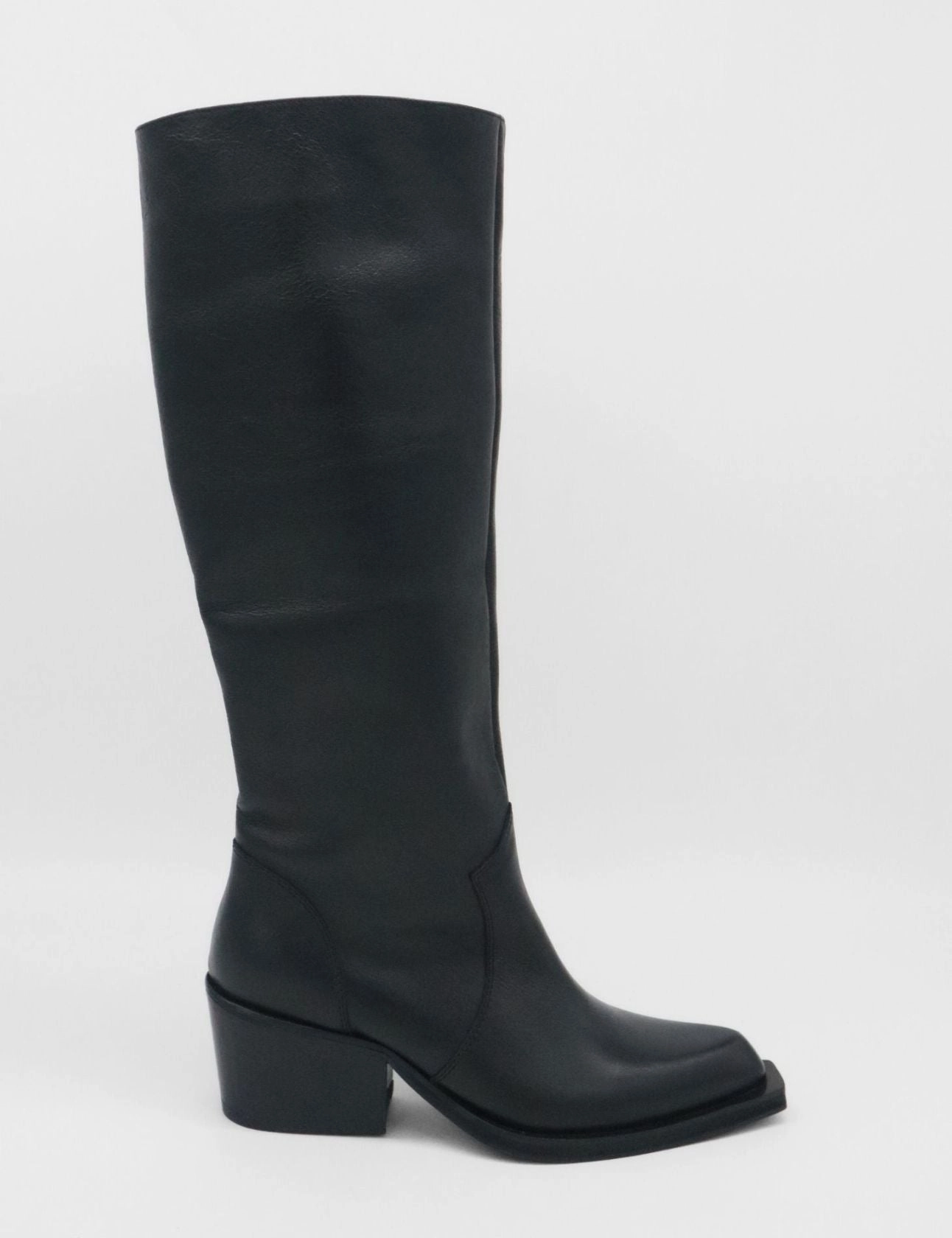 Leather Knee-high Boots Runaway knee-high tall boots in black leather women's shoes