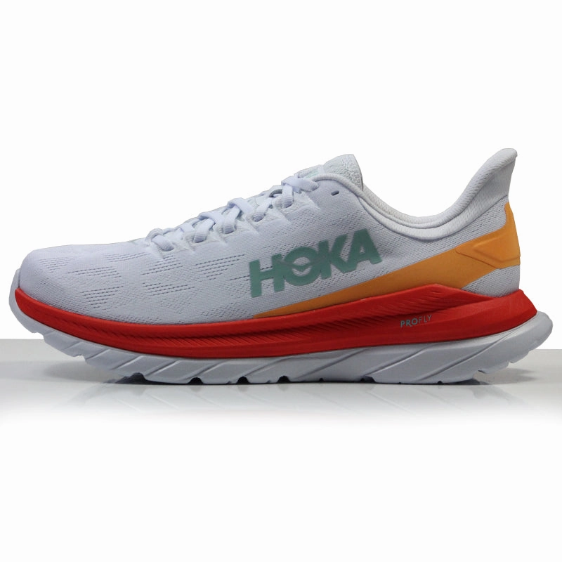 Thin Running Shoes Hoka One One Mach 4 Men's Running Shoe - White/Fiesta