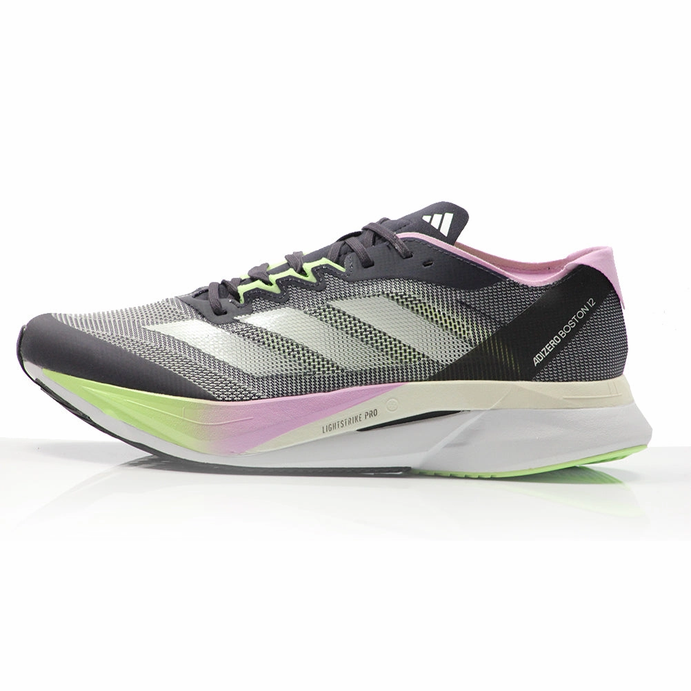 adidas Adizero Boston 12 Men's Running Shoe - Aurora Black/Zero Met/Green Spark Heel Drop On Running Shoes