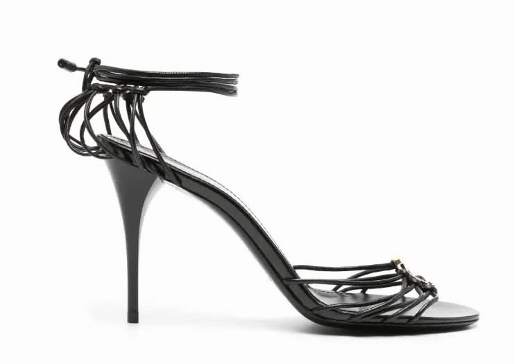 Saint Laurent 90mm Babylone Cassandre-plaque leather sandals High End Heels