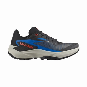 Trail Running Shoes Northampton Salomon | Men's Genesis Running Shoes - Black/French Blue/Cherry Tomato