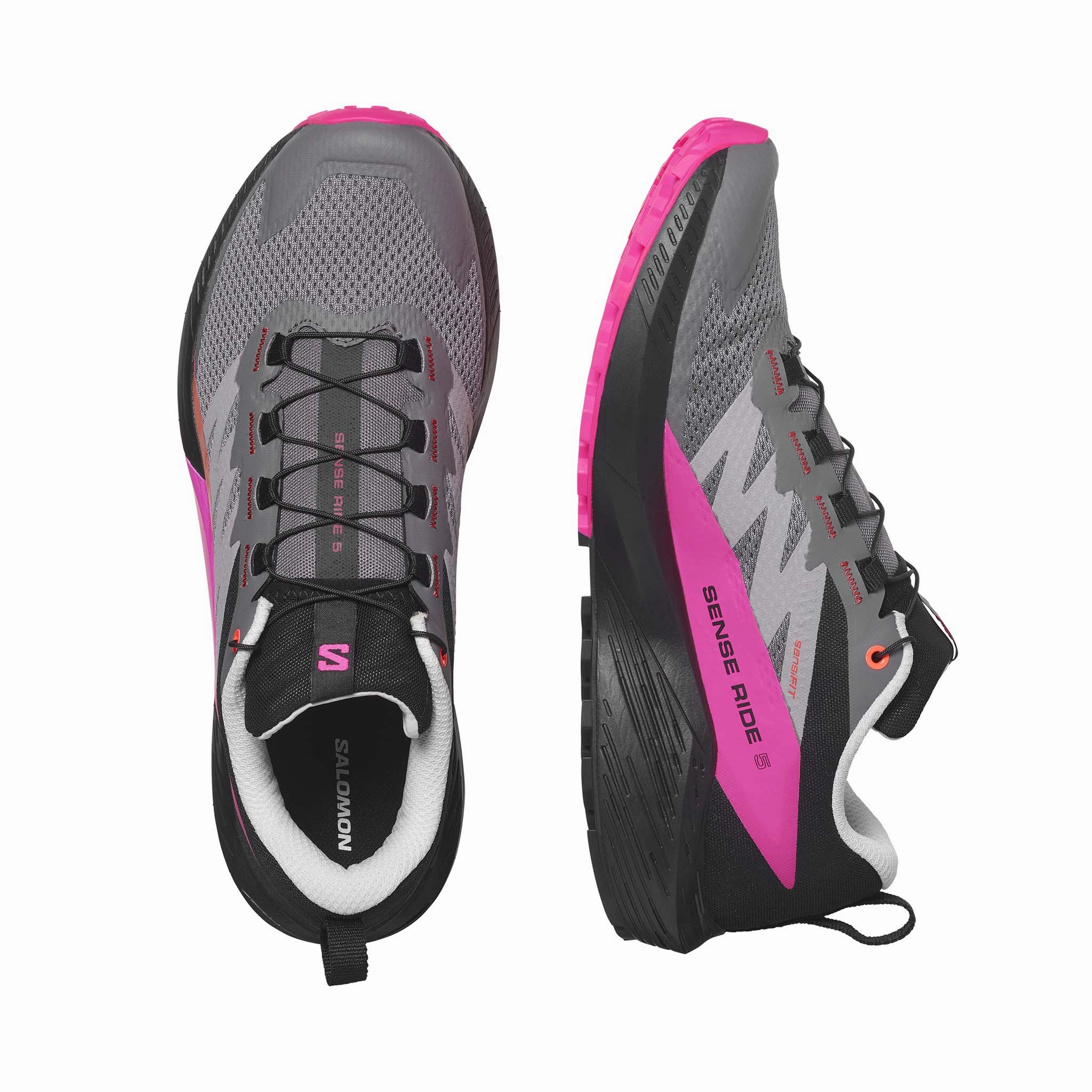 Trail Walking Sand And Water Shoes Salomon | Men's Sense Ride 5 Running Shoes - Plum Kitten