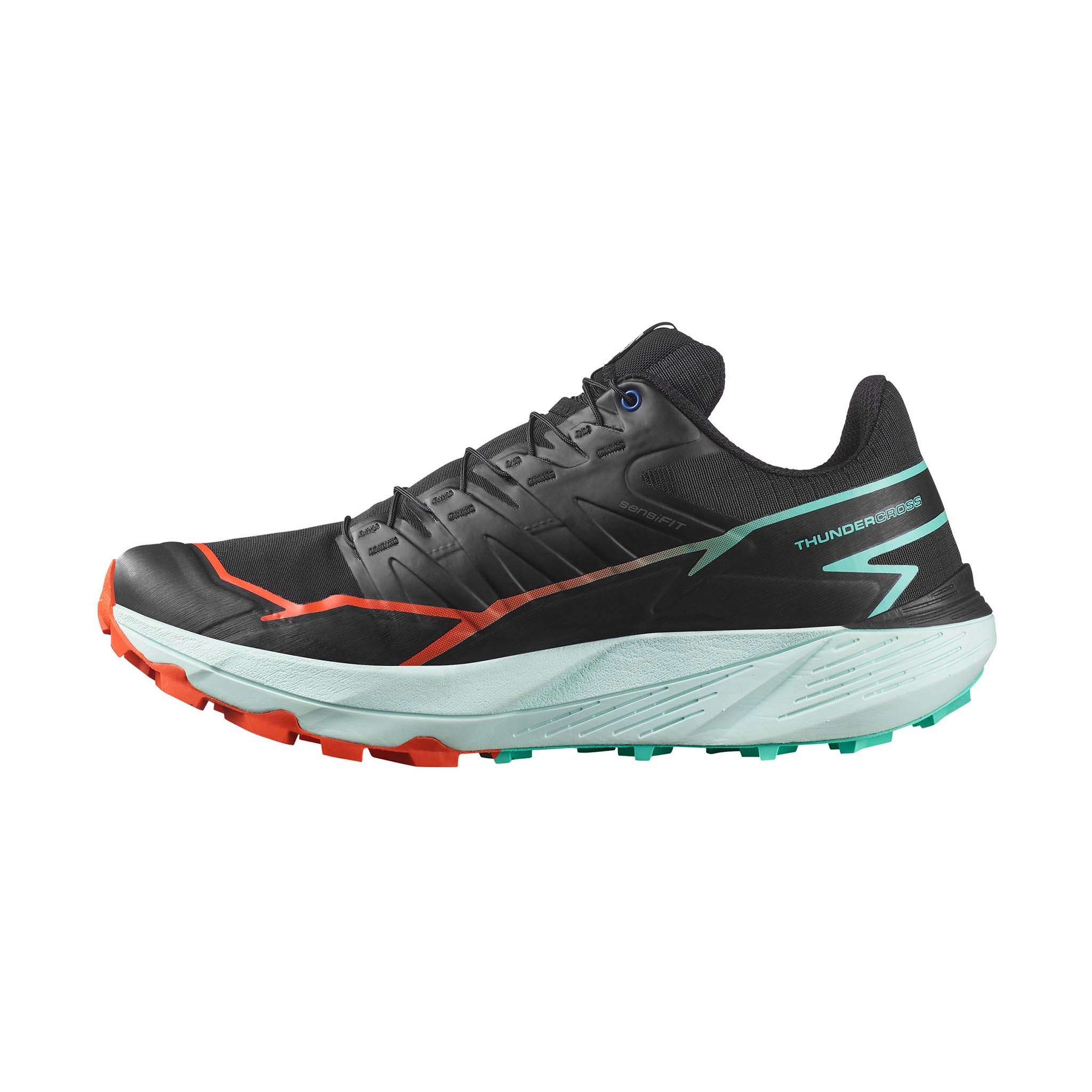 Salomon | Men's Thundercross Running Shoes - Black/Cherry Tomato/Electric Green Ravenous Trail Running Shoes
