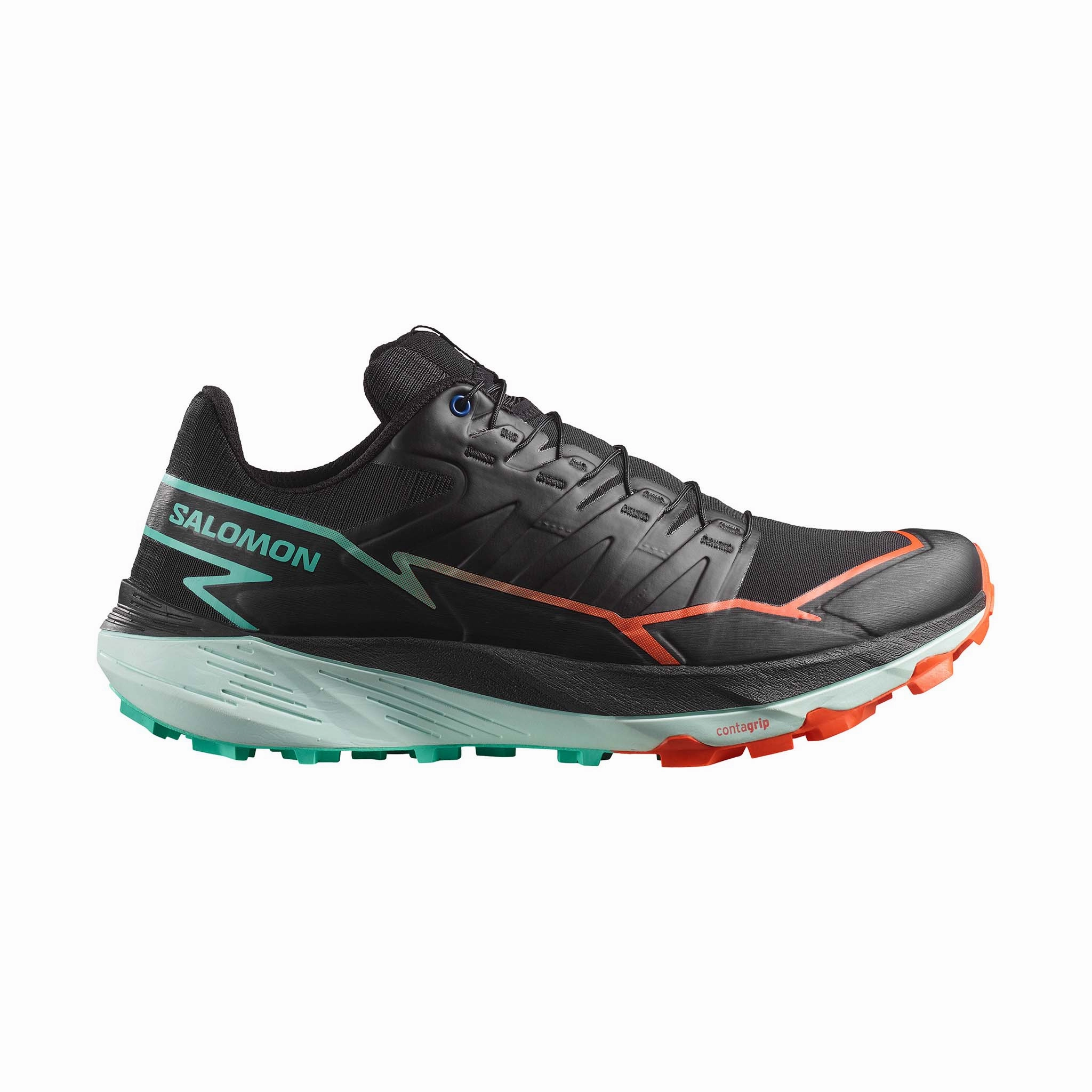Salomon | Men's Thundercross Running Shoes - Black/Cherry Tomato/Electric Green Stability Trail Shoe