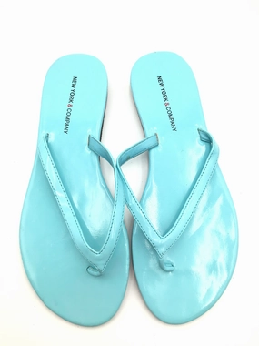 Sandals Flip Flops By New York And Co In Blue, Size: 7 Size 13 Wide Flip Flops