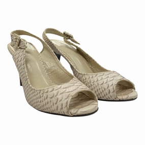 Sandals Heels Kitten By Talbots In Cream, Size:6.5 High Heel Handbag