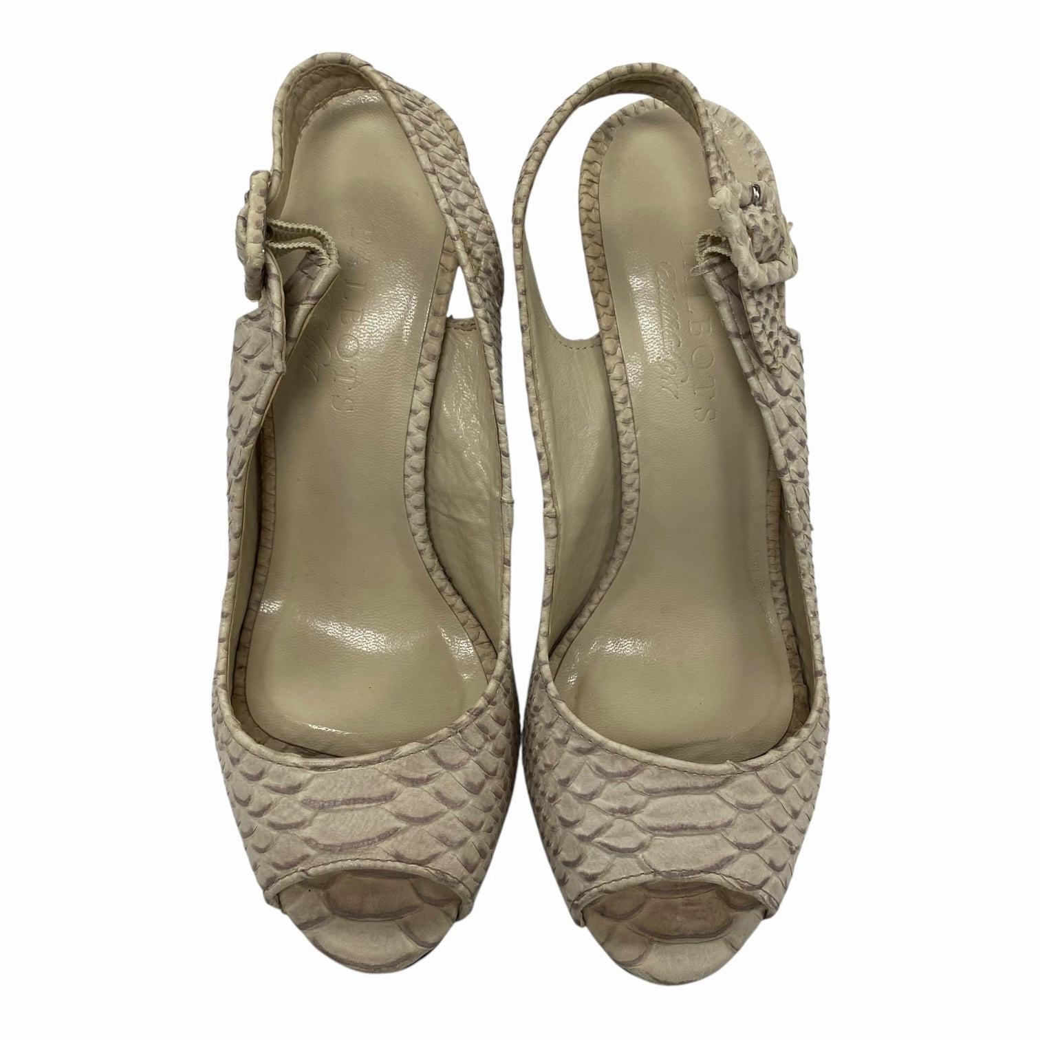 Sandals Heels Kitten By Talbots In Cream, Size:6.5 Tweens Heels