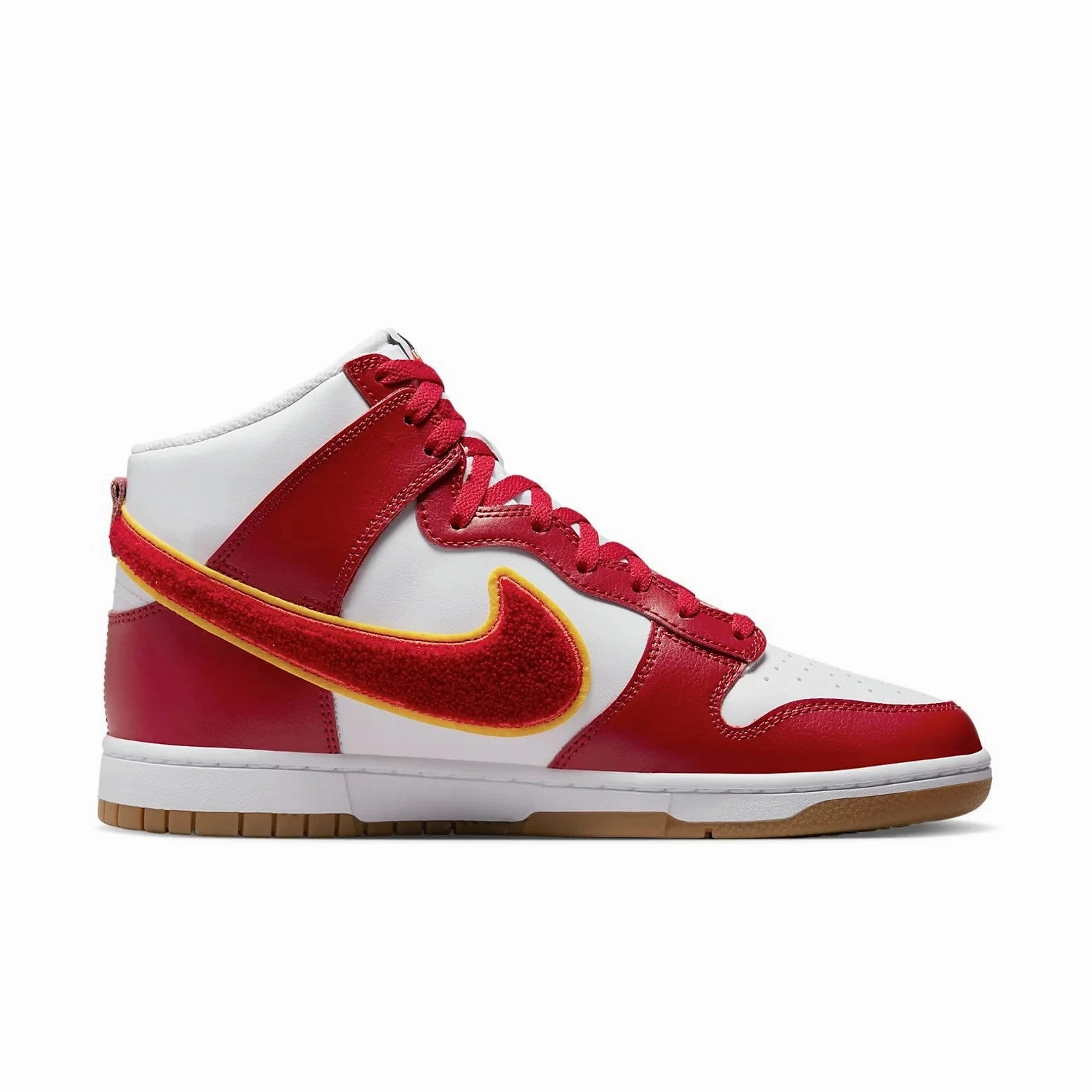 Nike Dunk High 'Chenille Swoosh' DR8805-101 Men's White Gym Red Lifestyle Shoes Style Of Nike Shoes