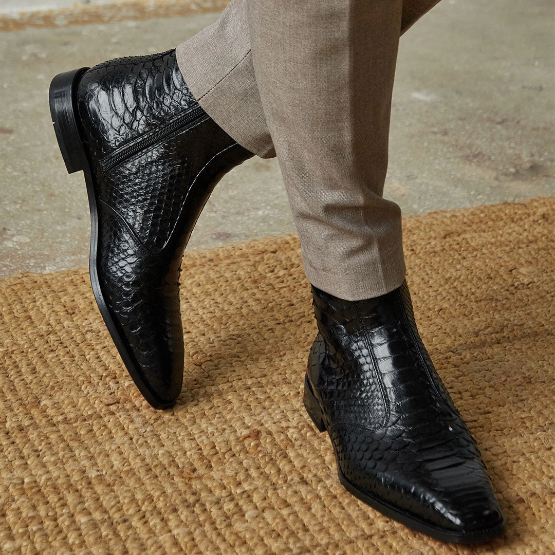 Vans Tactical Boots The Boss Black Pythn Snk Zip-Up Leather Men Boot Limited Edition