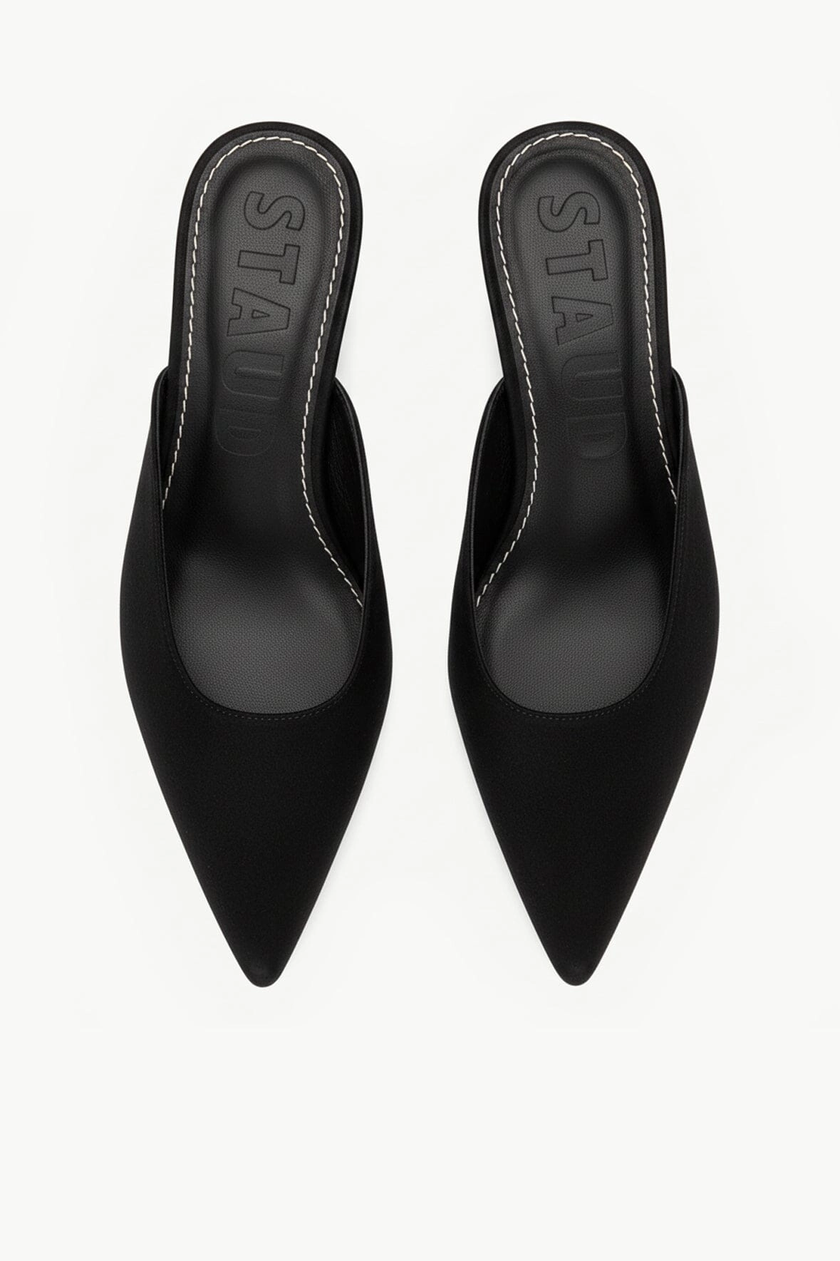 High Heel Shoe Caps SEBASTIAN KITTEN HEEL MULE | BLACK SATIN