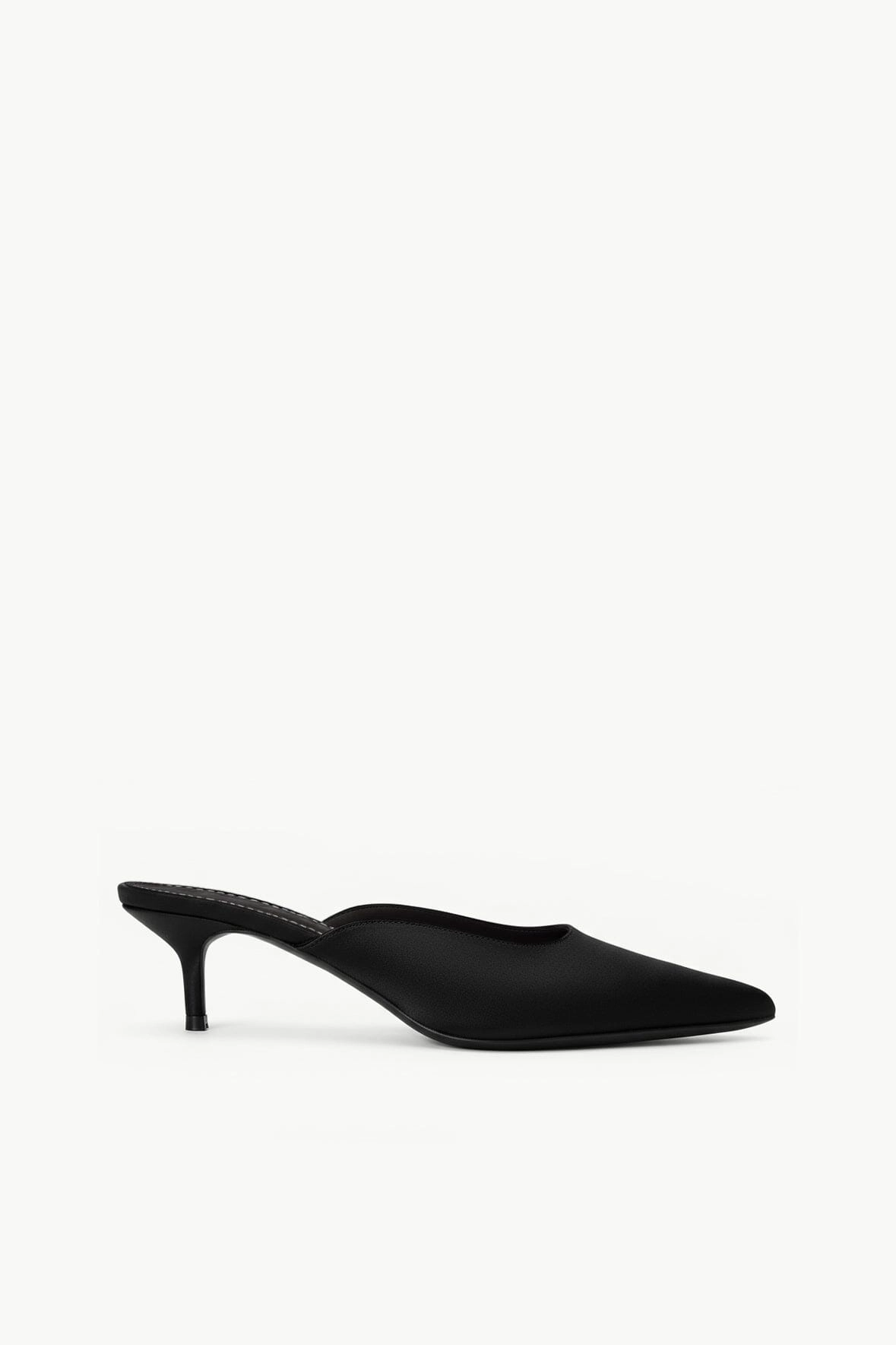 Wedding High Heels SEBASTIAN KITTEN HEEL MULE | BLACK SATIN