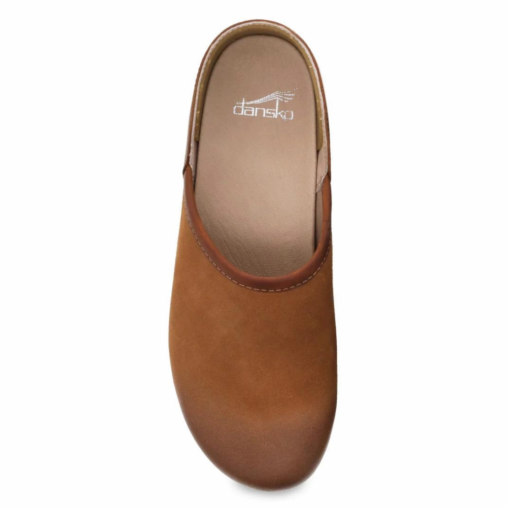 Dansko Brenna Tan Burnished Suede Clog (Women's) Beaver Creek Clogs