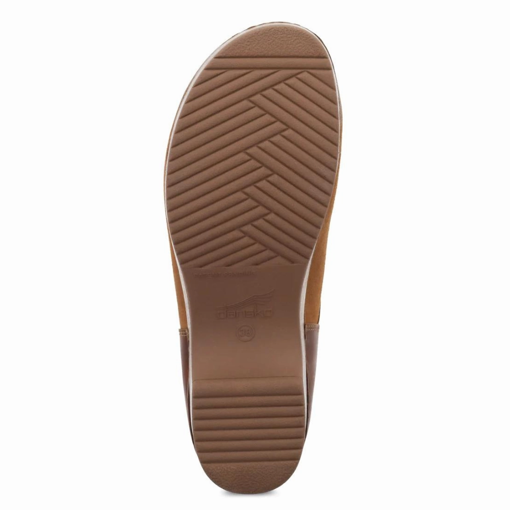 Dansko Brenna Tan Burnished Suede Clog (Women's) Clogs Size 14