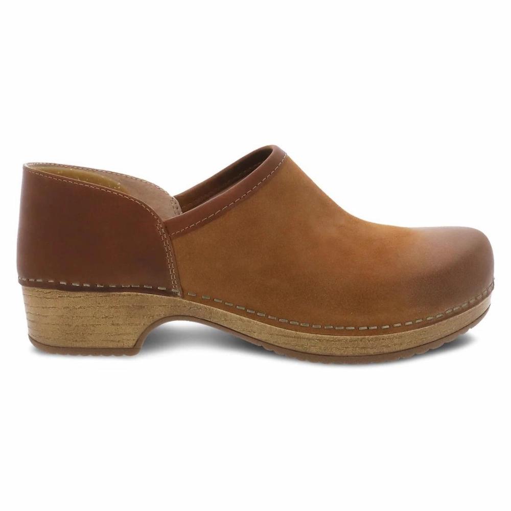 Dansko Brenna Tan Burnished Suede Clog (Women's) Professional Sale Clogs