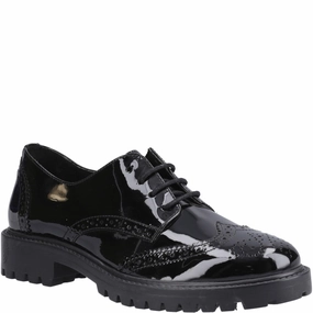 Hush Puppies Athena Patent Junior School Shoes Flatform Brogue Shoes