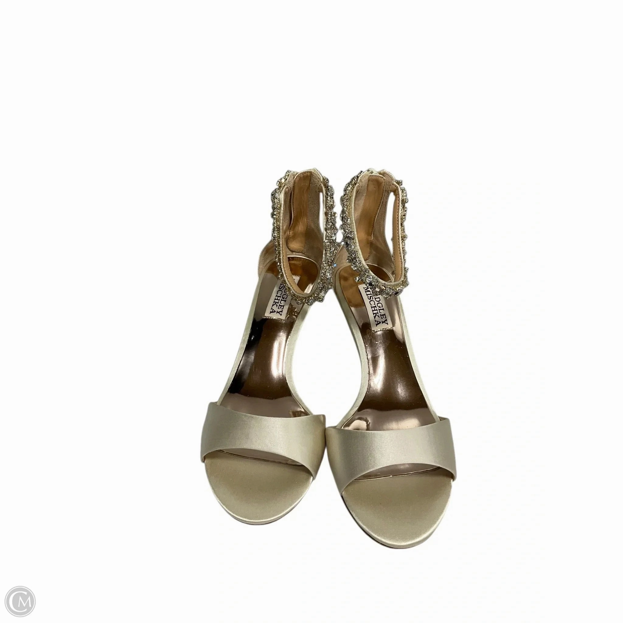 Strappy Block High Heels Shoes Heels Kitten By Badgley Mischka In Gold, Size: 6.5