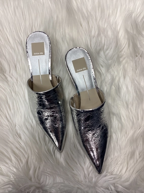 Shoes Heels Kitten By Dolce Vita In Silver, Size:8 Thigh High Chunky Heel Boots