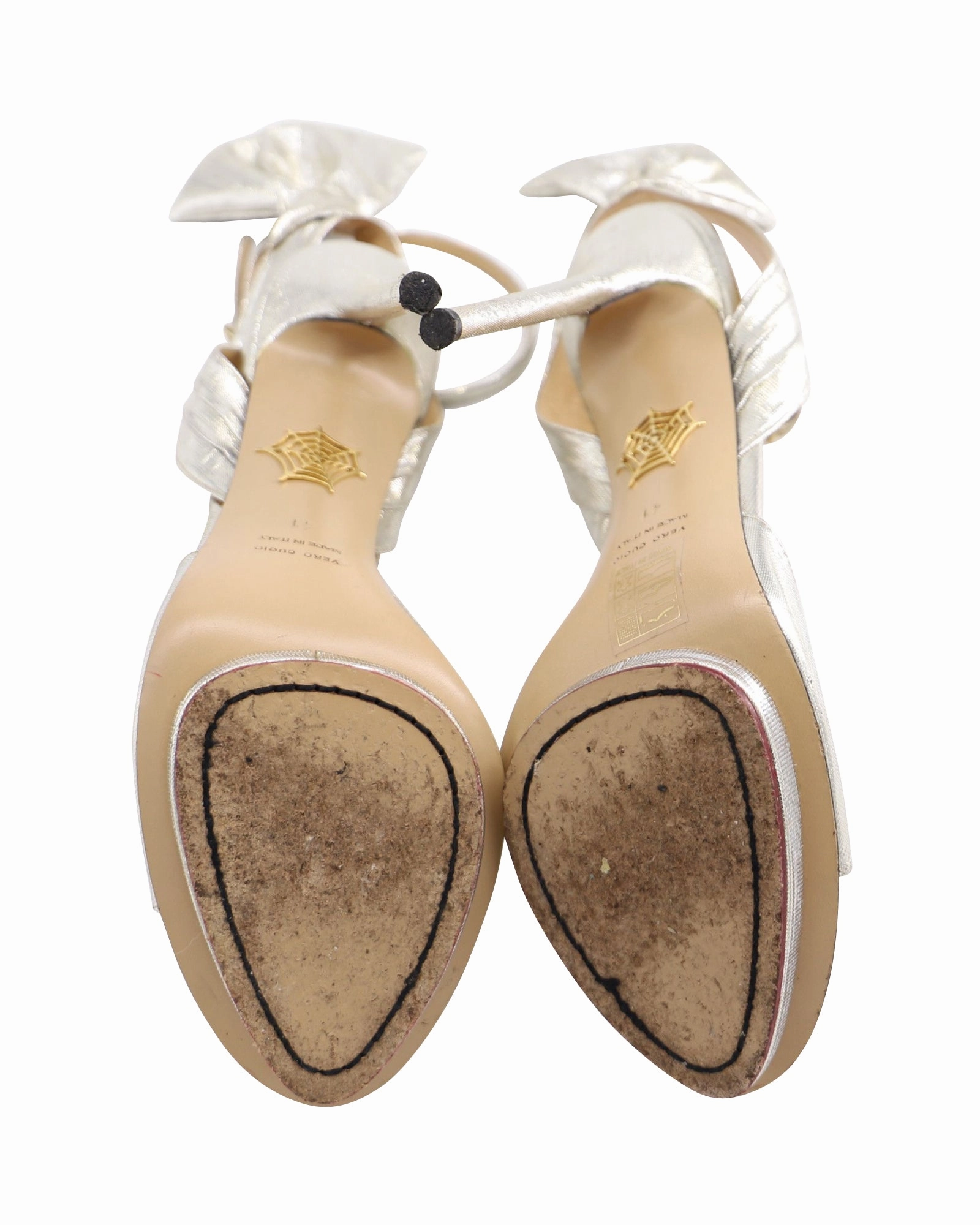 Wide Width Closed Toe Sandals Charlotte Olympia Peep Toe High Heels Sandals in Silver Leather